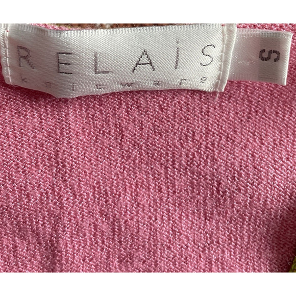 RELAIS Knitware Pink Top S VTG 90s Y2K Lettuce Trim Mean Girls Coquette Fitted - Picture 5 of 9